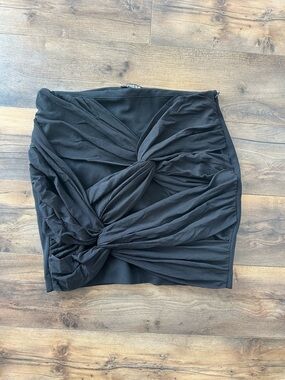 Express Black Ruched Twist Mini Skirt Bodycon Stretch Y2K Going Out